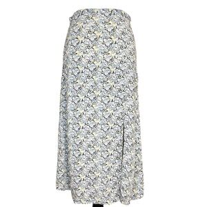 H&M‎ White and Blue Flower Maxi Slit Skirt for Resort Wear Vacation Spring Sz.6